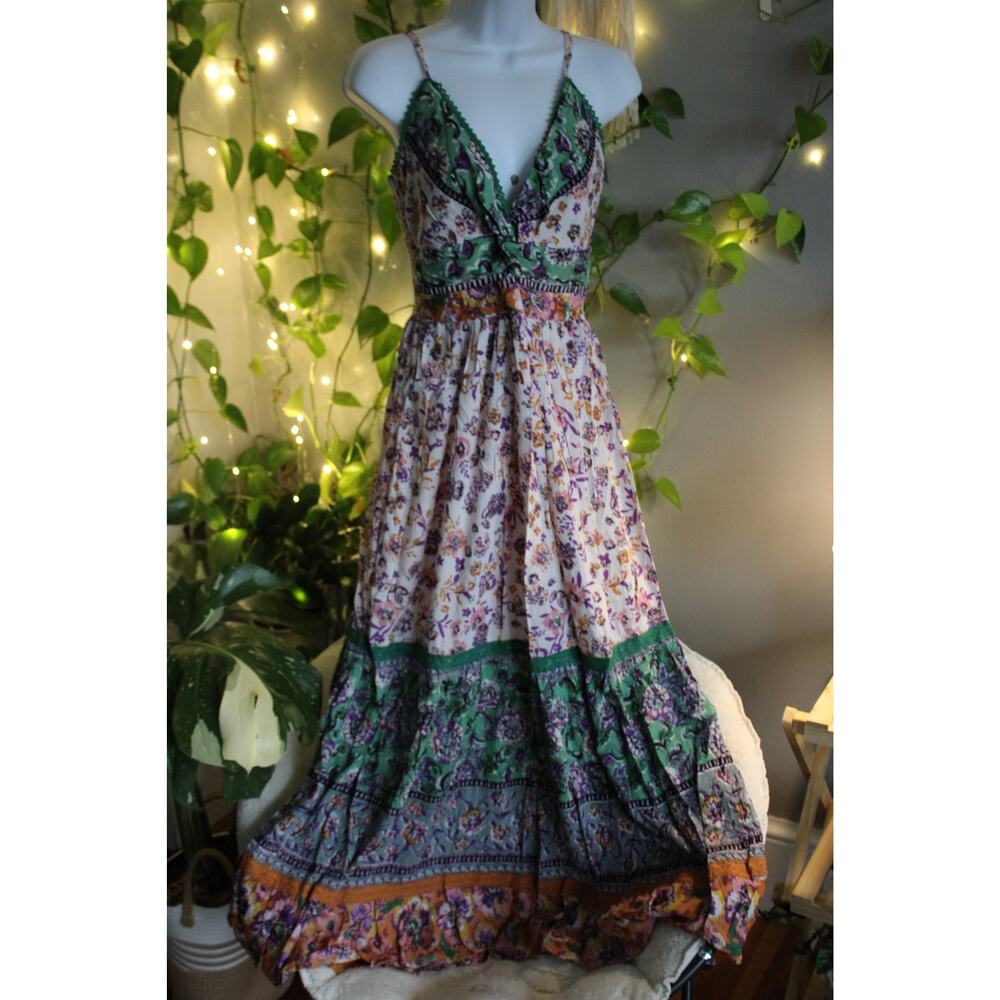 Angie Boho Floral Maxi Dress NWT | Smocked Back | Cottagecore Festival Dress - Picture 5 of 10